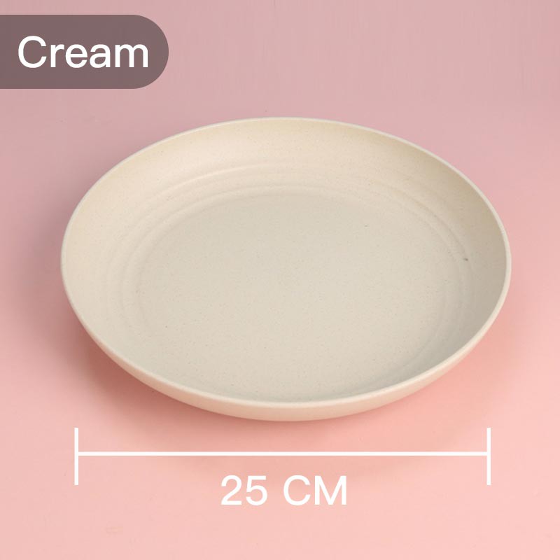 ❤ READY STOCK❤Piring Makan Saji |14.5、 20 、23 dan 25 cm Round Plate Piring Saji | Ramah Lingkungan | Biodegradable-25cm-Cream