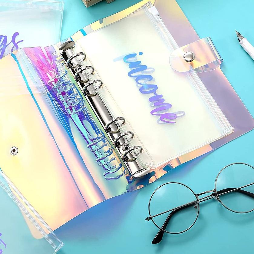 

Gratis ongkir|SQ33|Soft Cover Jelly Laser Binder A5 A6 6 Ring Lubang / Transparan Transparent BInder Keuangan Estetik