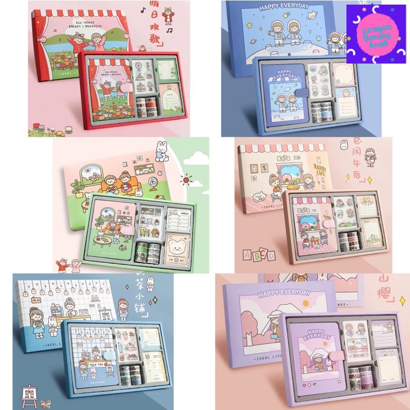 

Fun Edutoy Note Book Diary Set Clear Sticker Scrape Plan DIY Tape Buku Harian Catatan Isolasi Gambar Lucu Kado Korea Cute