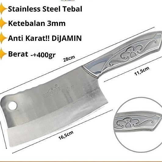 [BISA COD] PROMO Pisau Daging Tajam Stainless B-018 Anti Karat Pisau Dapur Golok Daging Pisau Cincang Murah