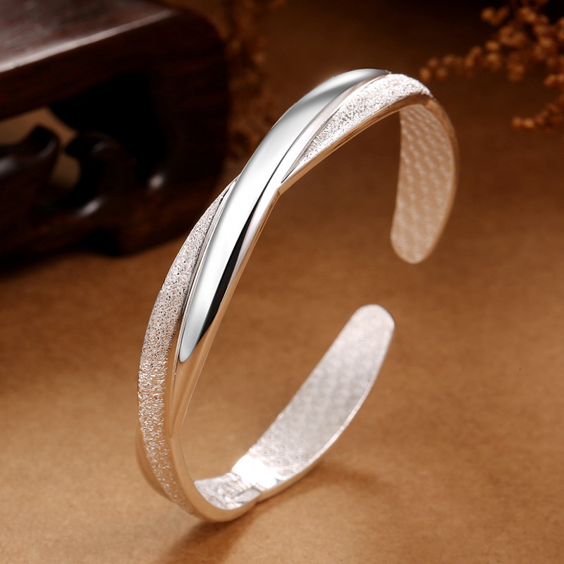 Gelang Model Terbuka Bahan 999 Sterling Silver Untuk Wanita