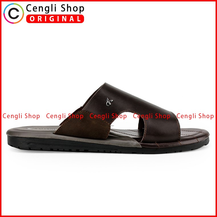 PLAYBOY SANDAL KULIT CASUAL PRIA ORIGINAL TERBARU BRANDED COKLAT PLE0