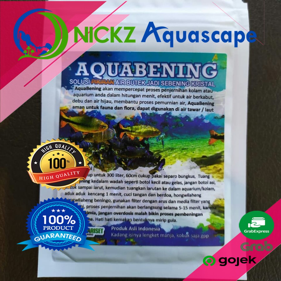 Aqua bening bubuk penjernih air aquarium dan kolam