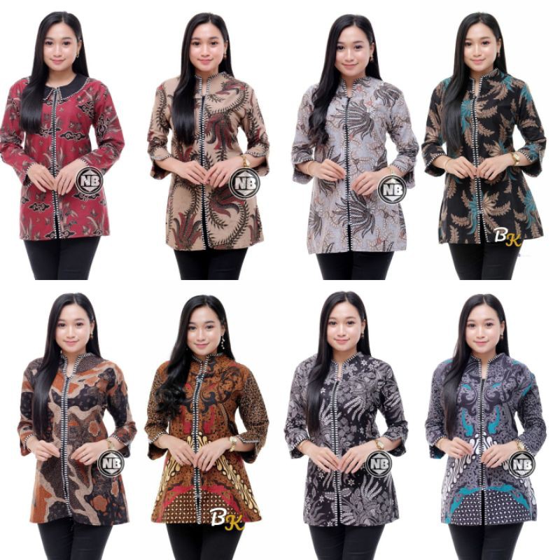 Batik Wanita Atasan Batik Ziper M L XL XXL Batik Kantor Keren Banget