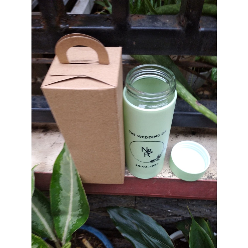 botol minum kaktus +sablon + box coklat