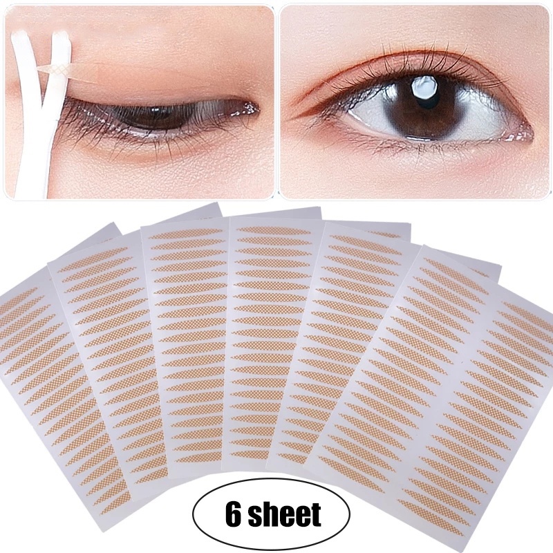 240pcs / Set Stiker Lipatan Mata Ganda Bahan Mesh Lace Anti Air Untuk Makeup / Kosmetik Wanita
