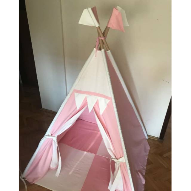 Teepee tent tenda anak pinkwhite