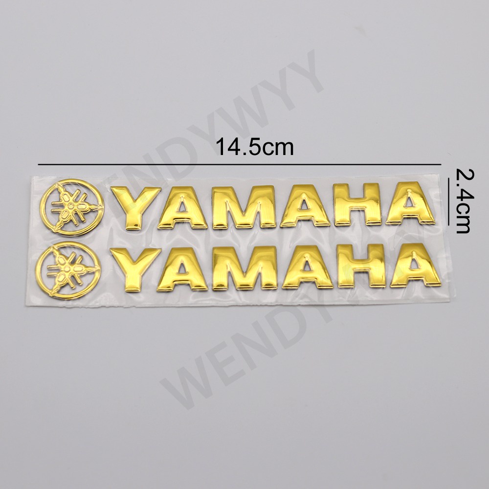 2pcs Stiker Emblem 3D Bahan Karet Lembut Warna Gold / Silver / Merah Untuk Motor Yamaha