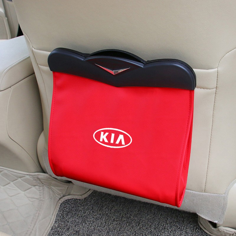 Car Seat Back Bin Trash Automobiles Leather Organizer Storage Bag For KIA Forte Spectra Sportage Rio Picanto Sorento K5 K3 Cerato Sephia Rondo Grand Carnival Seltos