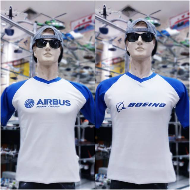 Tshirt Kaos Baju BOEING AIRBUS V-Neck