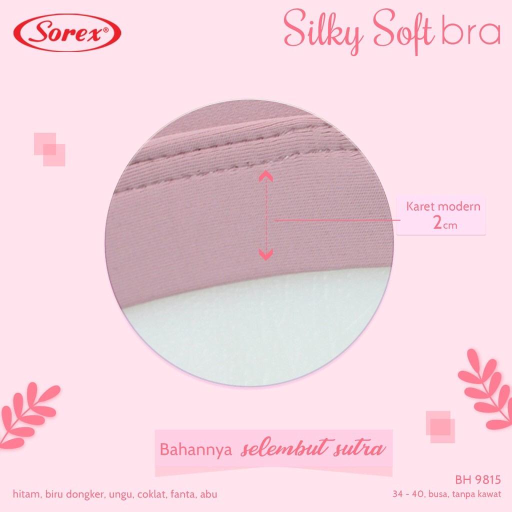 BH BRA SOREX 9815 TANPA KAWAT EXTRA COMFORT , BAHAN LEMBUT LICIN DAN ADEM BAHAN SILKY LEMBUT SOFT BUSA TIPIS KAIT 3 SETARA CUP B