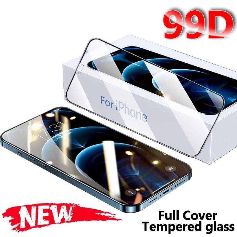 Pelindung Layar Tempered Glass 20000D Curved Untuk iPhone 11 12 13 Pro MAX Mini 6 6s 7 8 Plus SE 2020 2022 SE3