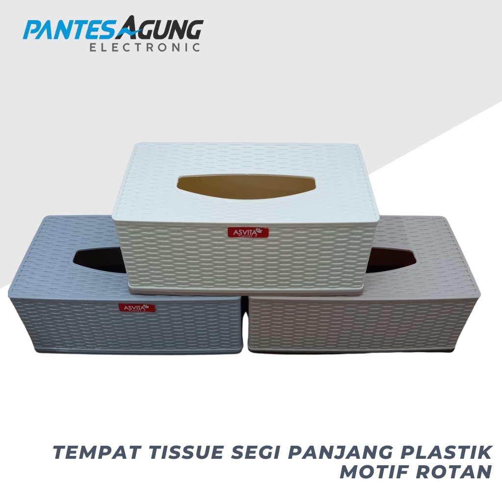 Tempat Tissue Segi Panjang Plastik Motif Rotan