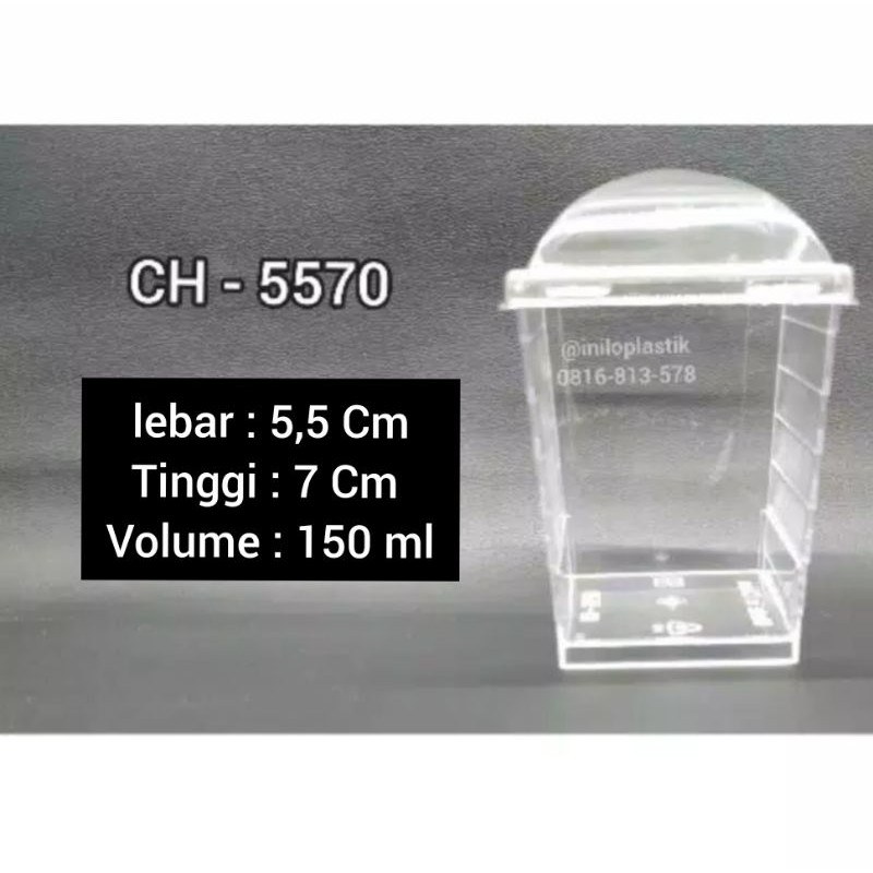 @20pcs Jelly Cup + Lid / Cup Pudding / Cup Cake / tempat Pudding 150 ml Ch5570- GD Line Square