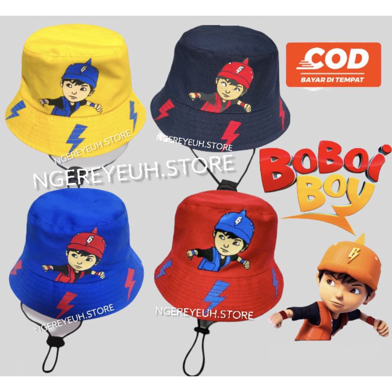 Bucket Anak Sablon Karakter Boboboy / Topi Bucket Anak Motif Boboiboy