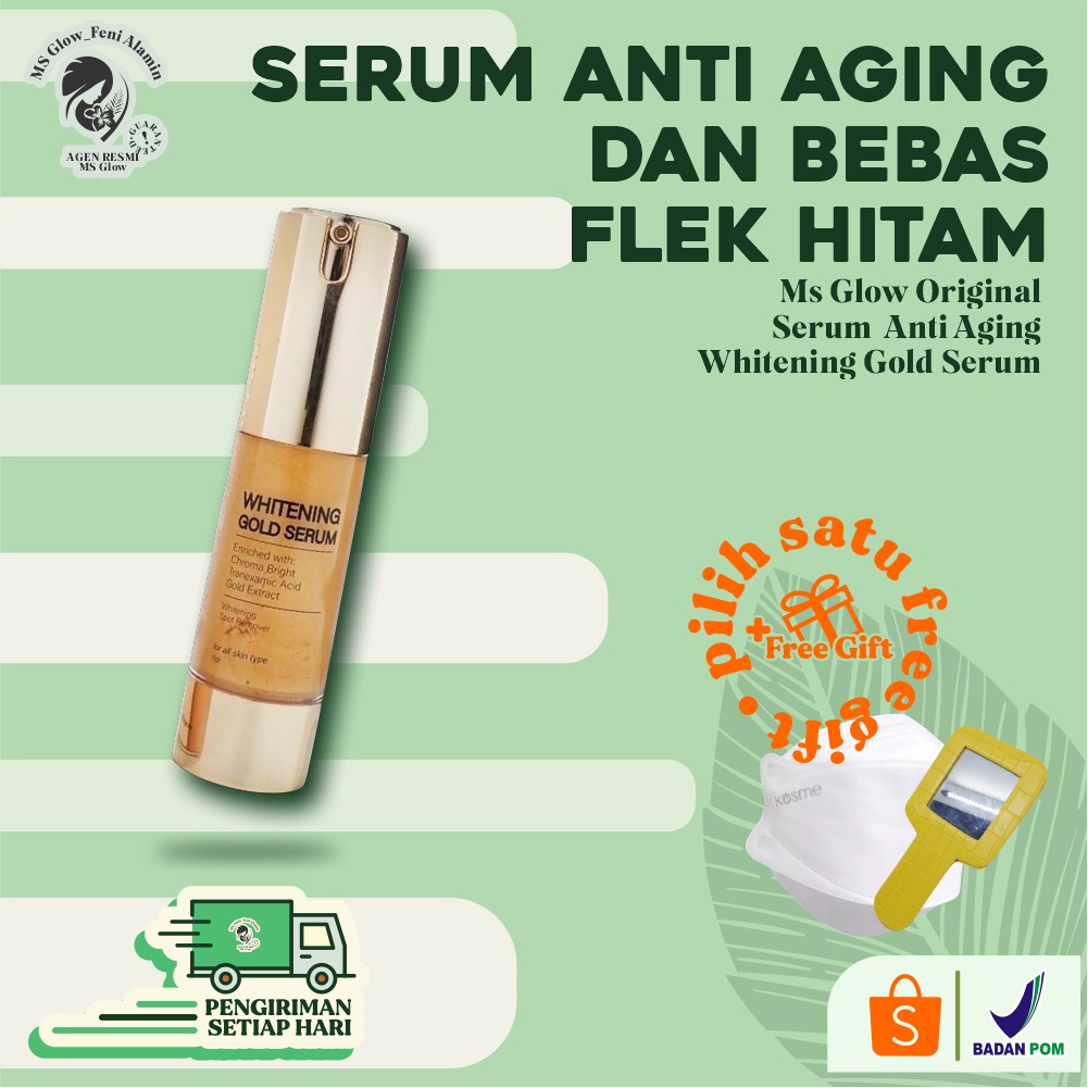 Serum Gold Ms Glow Anti Aging / Penghilang Flek Hitam & Pemutih Wajah Premium Termurah By fenialamin