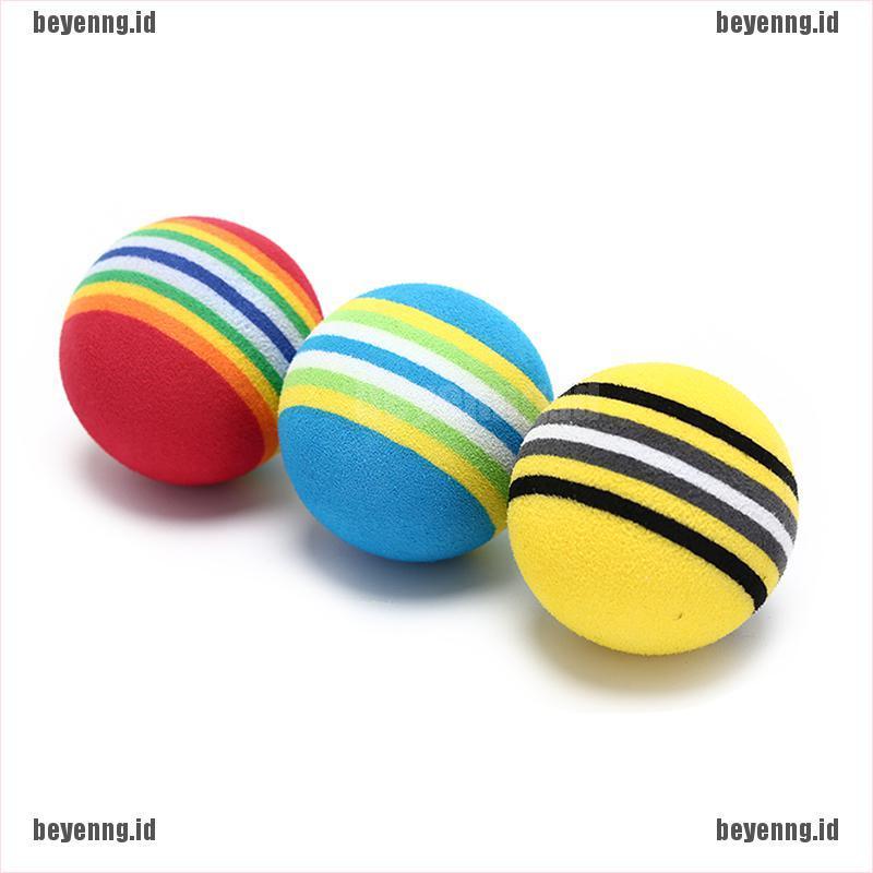 Beye 10pcs Bola Golf Bahan Busa Spons Motif Garis Warna Pelangi Untuk Latihan