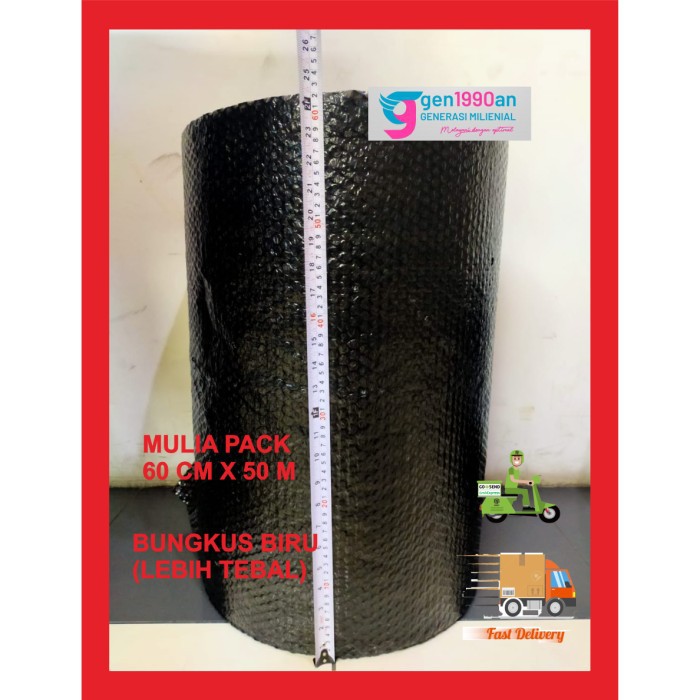 

RB Plastik Bubble Wrap 50mx60 cm sgt Tebal Mulia Pack Biru Tomang JakBar