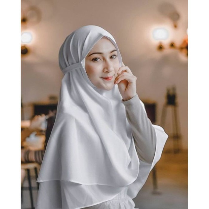 Order Langsung TERMURAH  HIJAB BERGO MARYAM / KHIMAR BERGO MARYAM 2 LAYER DIAMOND - Putih Murah