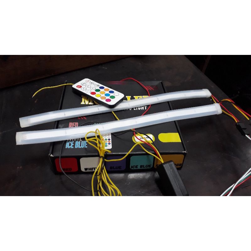 lampu alis slim 30cm+sen running smart rgb moto led