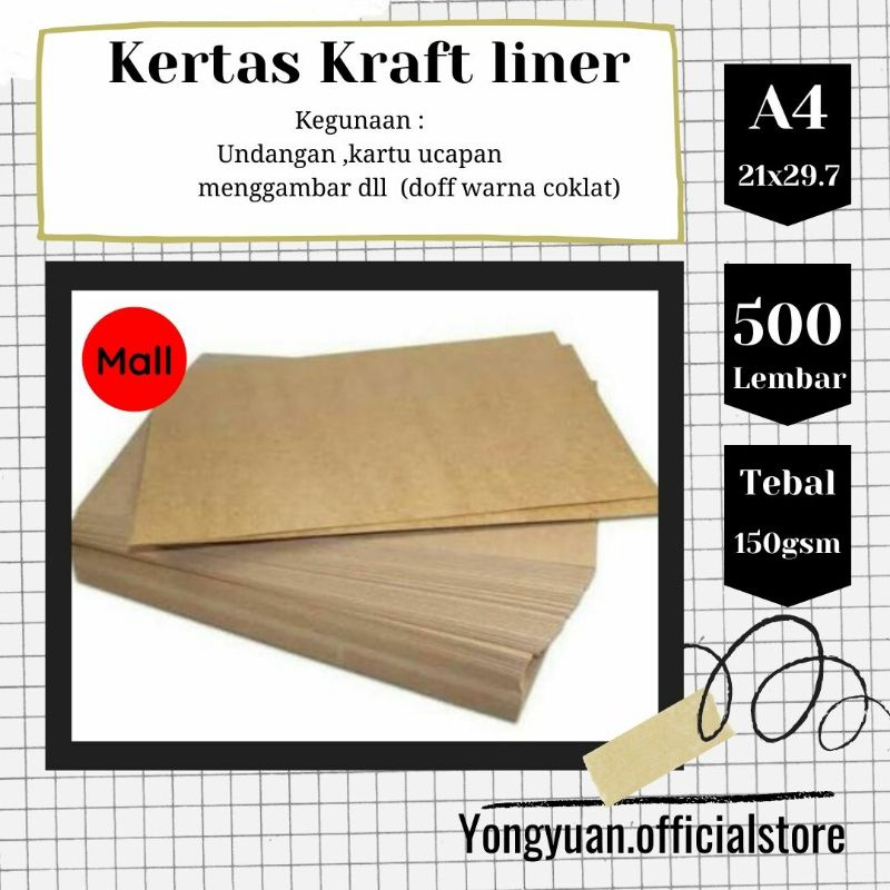 

[ 500 lembar ] kertas kraft liner 150gsm coklat