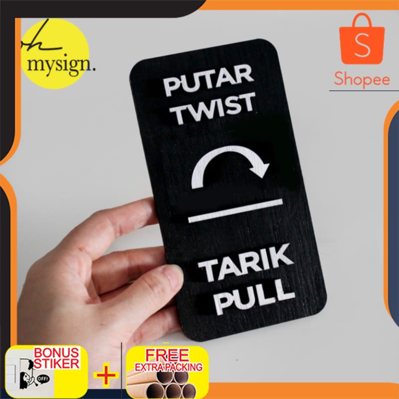 

Promo SIGN TARIK KAYU / SIGN PUTAR TARIK PULL PINTU / SIGN TIMBUL KAYU Keren