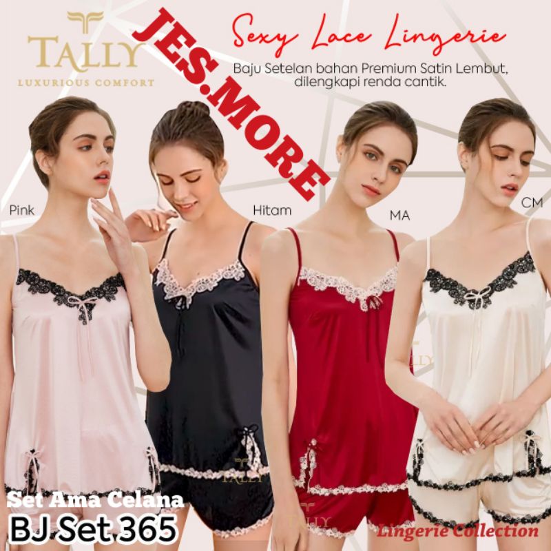 Tally 365 Baju Tidur Setelan Lingerie Bahan Satin Fit L - XL