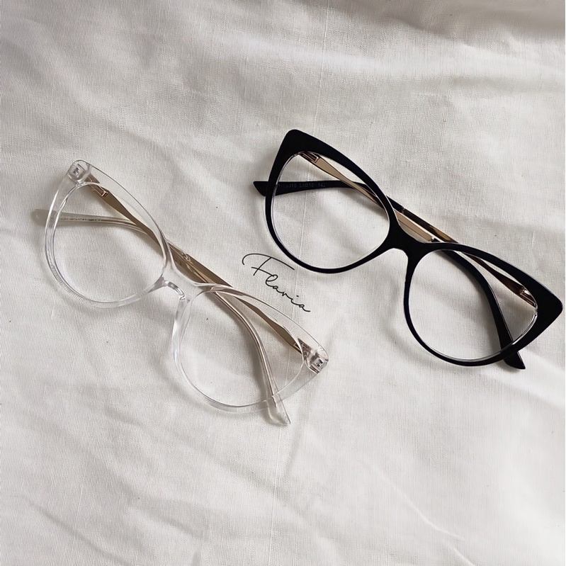 Flavia Eyewear - Kacamata Cloud Cat Eye Steel (custom minus, photochromic, blueray, bluechromic dan photobrown)