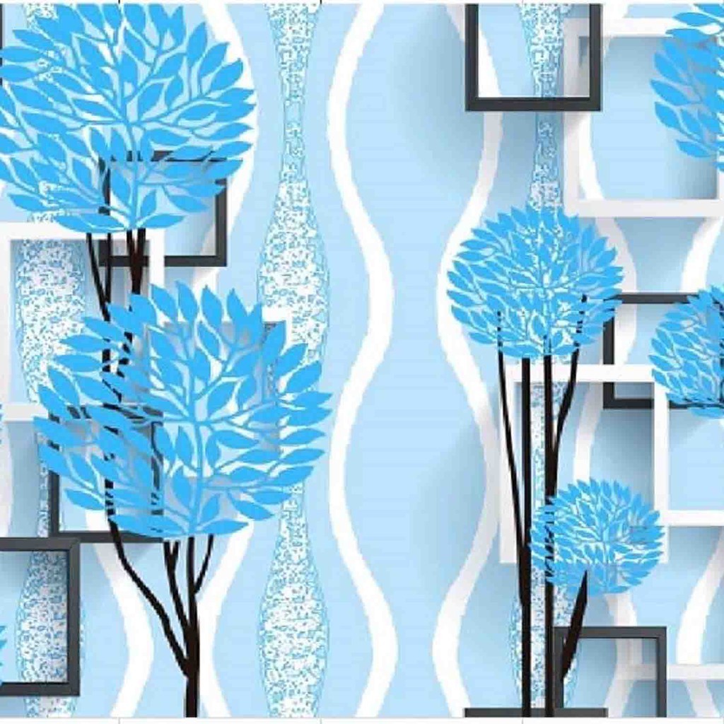 Wallpaper Dinding 10 Meter x 45cm / Bahan PVC Anti Air / Motif Dendolion New Biru