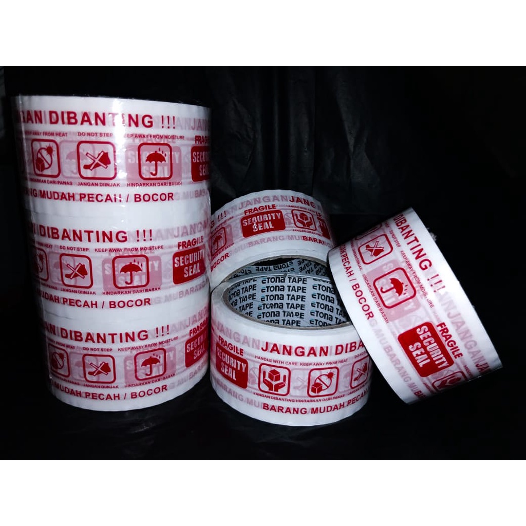 Etona 2 INCH  50 YARD (48mm x 50 YD)  Lakban FRAGILE PUTIH, JANGAN DIBANTING! Kualitas DAIMARU