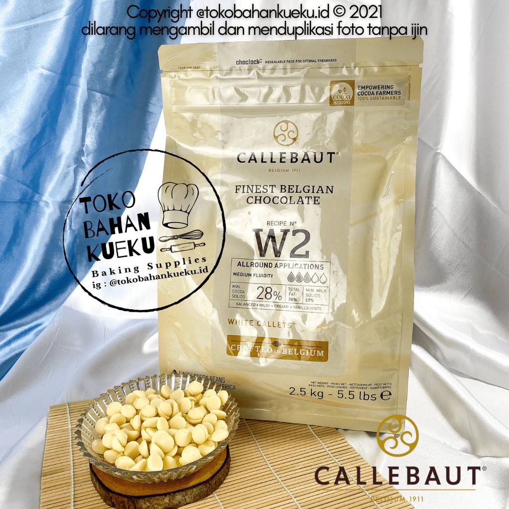

BARRY CALLEBAUT White Chocolate Couverture Cokelat Putih W2 28% 250 gr