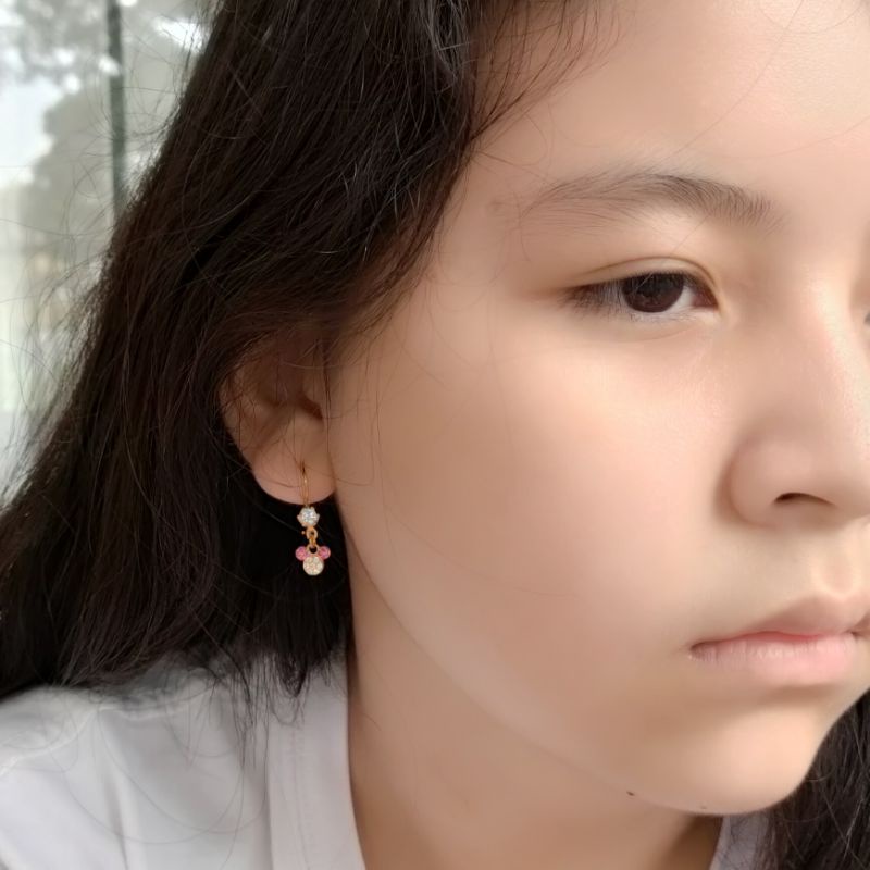 Anting Perak Anak Asli Silver 925 Lapis Emas Model Mickey Mouse_Perhiasan Perak