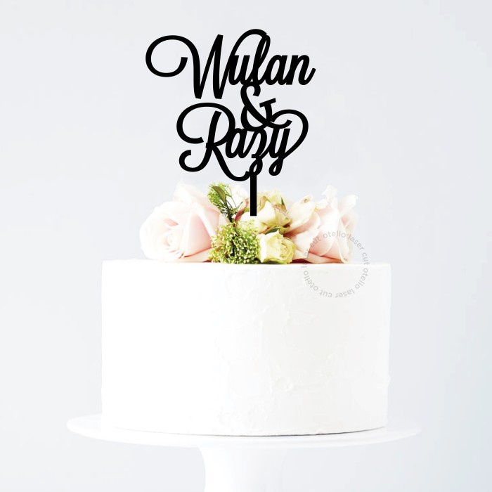 Custom Cake Topper Pasangan Couple Wedding Hiasan Tancapan Kue Akrilik