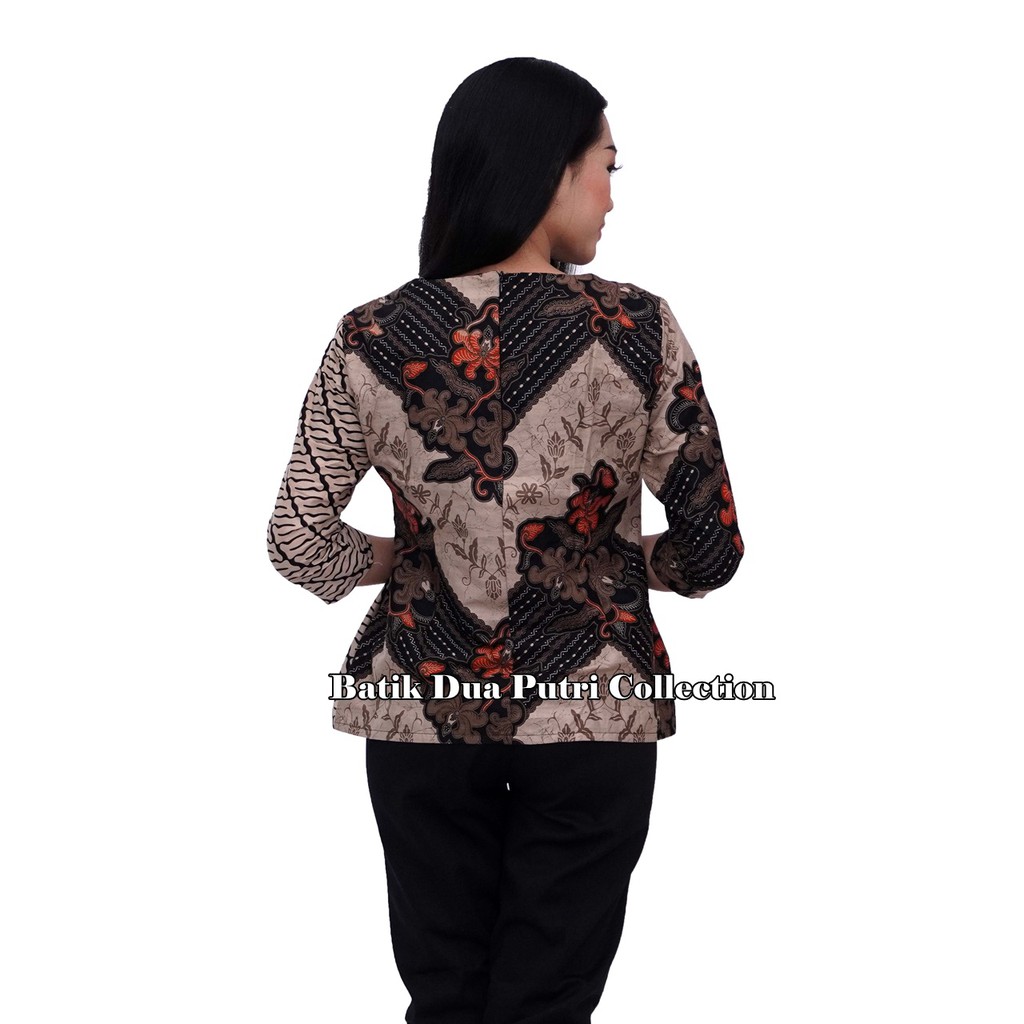 Couple Batik Atasan Wanita Kemeja Batik Pria Cokmud Oren By Batik Dua Putri Collection