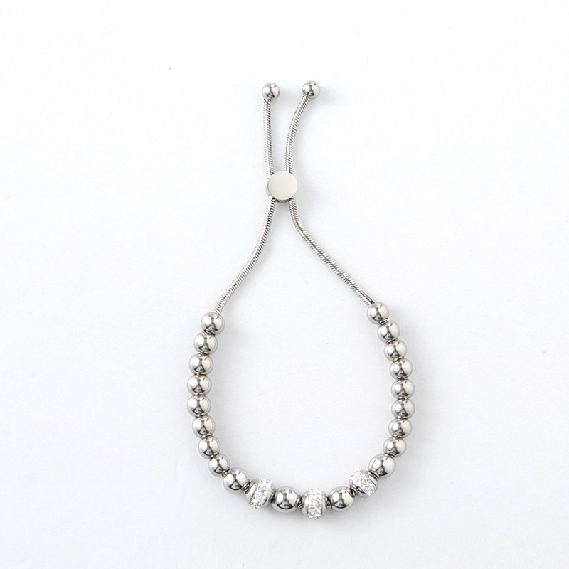 Gelang serut titanium bola zircon korea fashion anti karat - ercassia