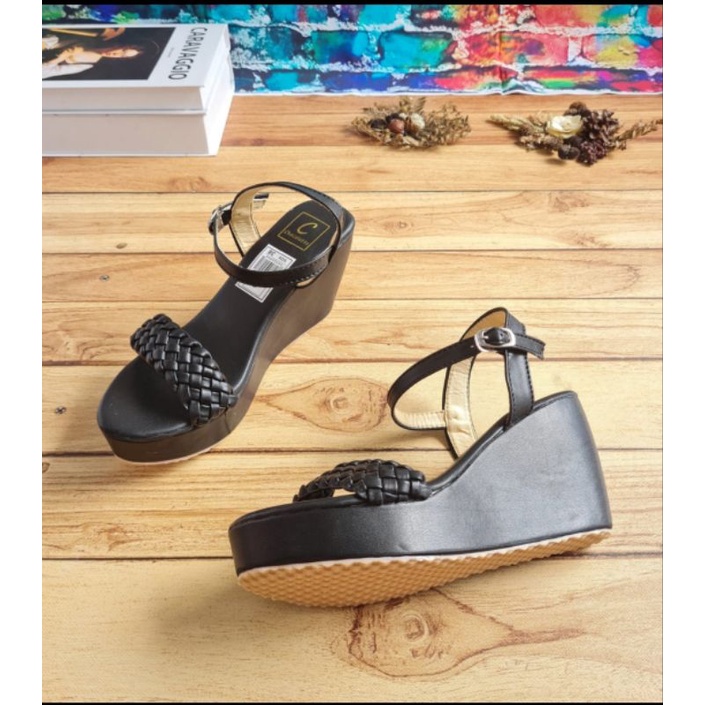 ABBUSHOES Sk 01 wedges kepang tali mariana 7cm sol karet.