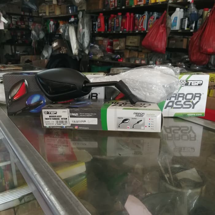 TGP Tnexto Kaca Spion Motor Cembung Oval Universal Hitam