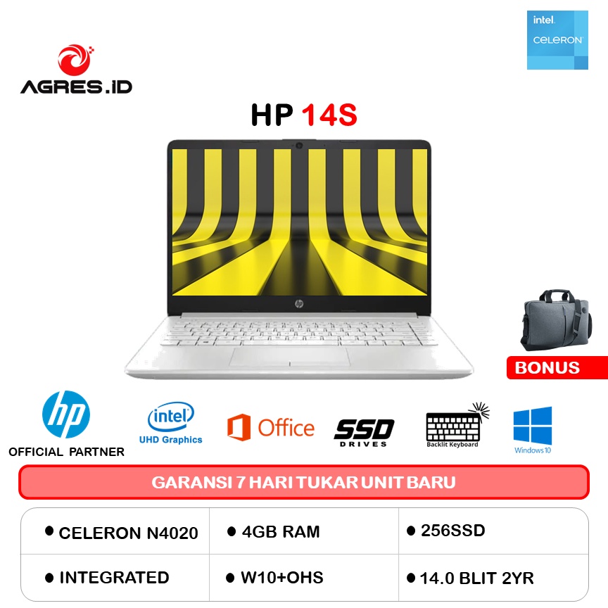 HP 14S CF2516TU N4020 4GB 256SSD 14.0 HD W10+OHS BACKLIT