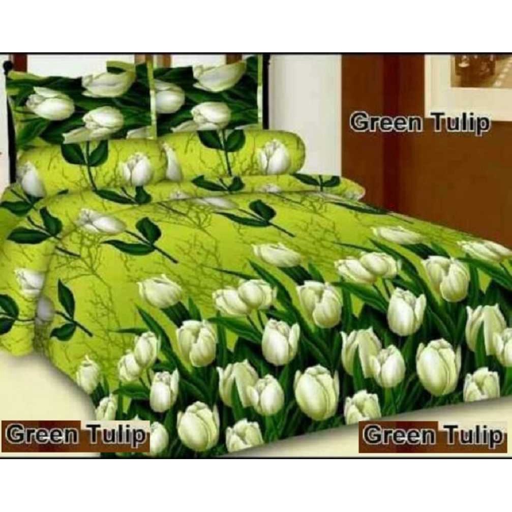 Sprei motif tulip hijau