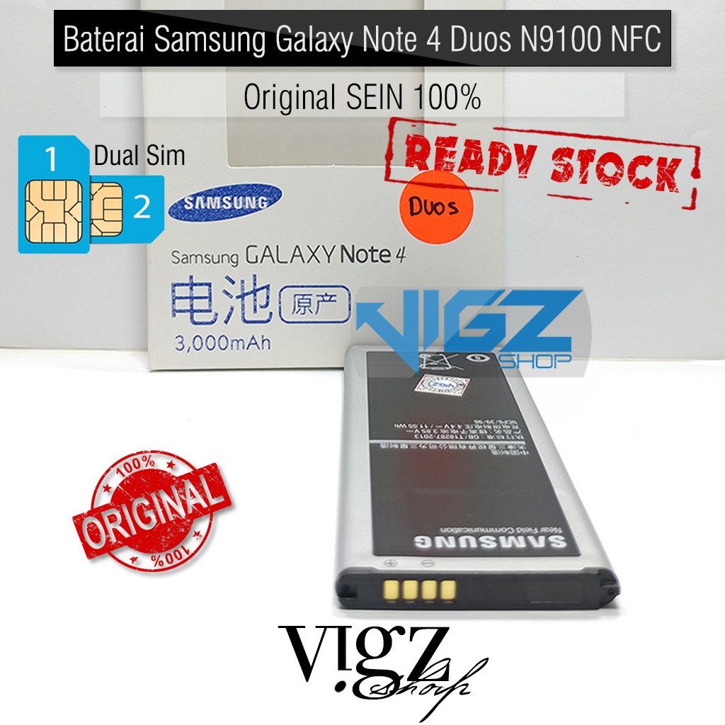 Baterai Samsung Galaxy Note 4 Duos Dual Sim N9100 NFC Original SEIN 100%