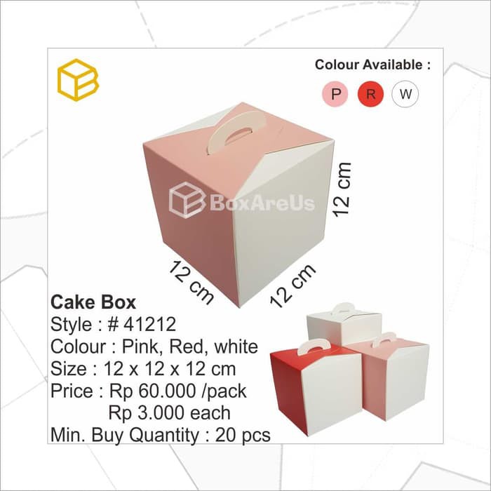 

Unik 41212 PINK| Dus Kue, Box Kue, Cake Box, Gift Box, Kado, Souvenir - Merah Muda Limited