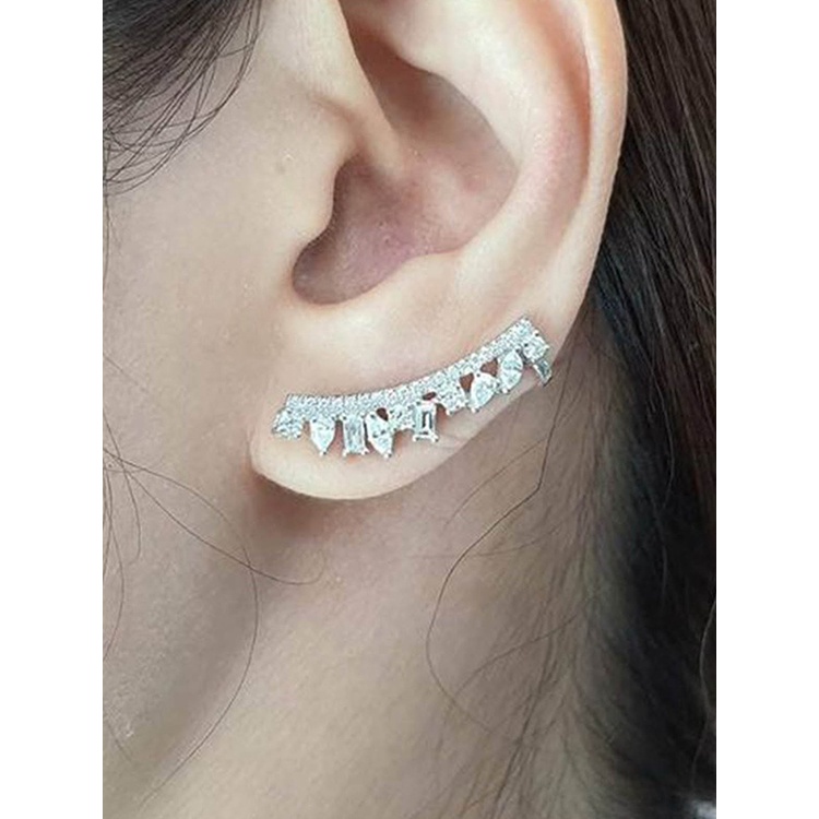 Anting Stud Cubic Zirconia Gaya Modern Untuk Wanita