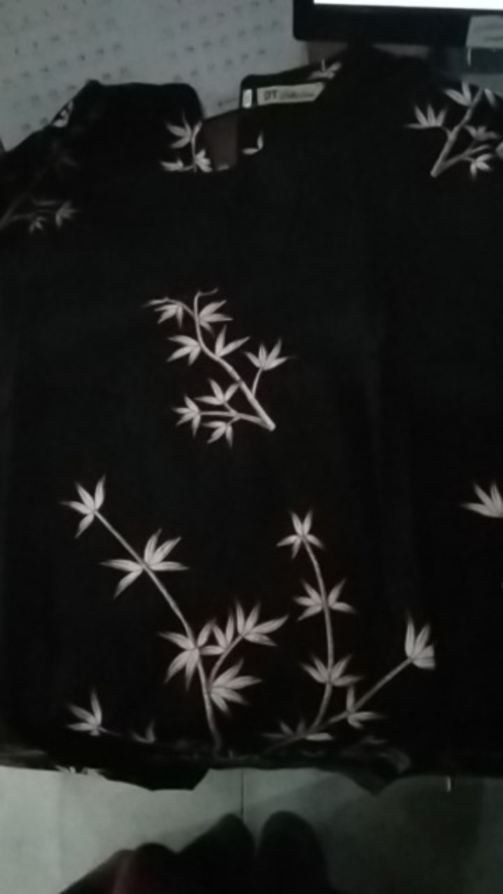 Dt Colletion-tunik Batik Wanita/cewek Lengan Serut Pekalongan  Motif Kipas Hitam