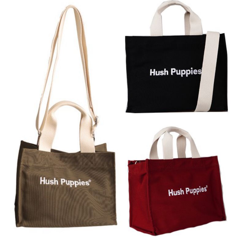 Sale❣️ HUSH PUPPIES ORIGINAL 100% CANVAS TOTE BAG TAS SERBAGUNA CAKEP PINK KANVAS ASLI NEW CASUAL PE