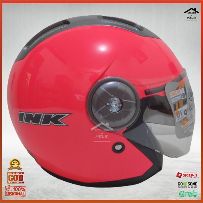 Helm ORIGINAL Halfface Half Face Halface Bogo Retro Cewek Cewe INK Stillo Fuxia Pink Double Viso