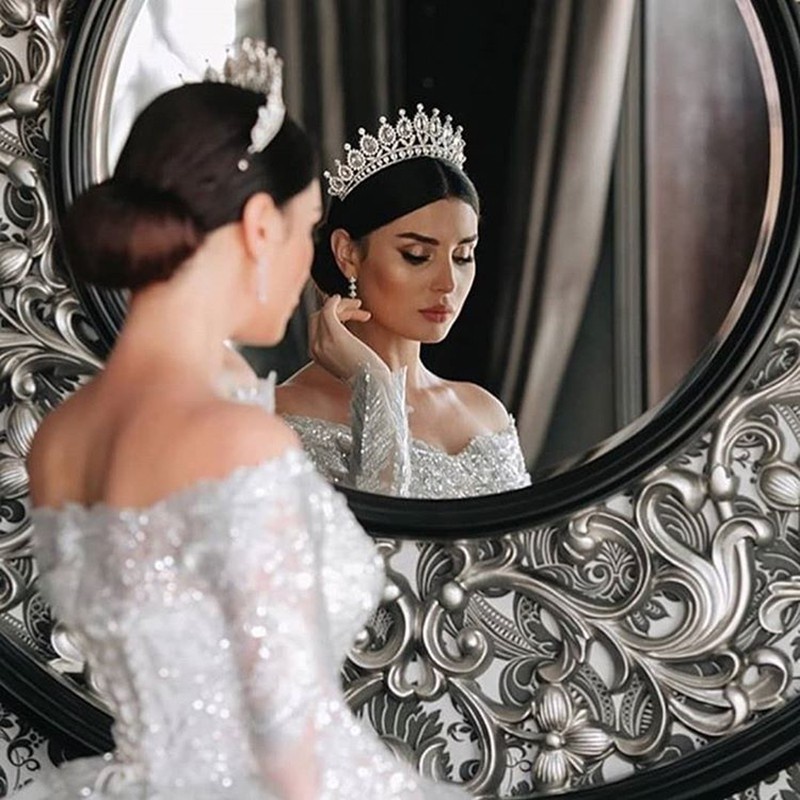 Clara Crown - Rhinestone Crystal Wedding Crown Bride Tiara Princess Queen Diadem - Mahkota Pengantin