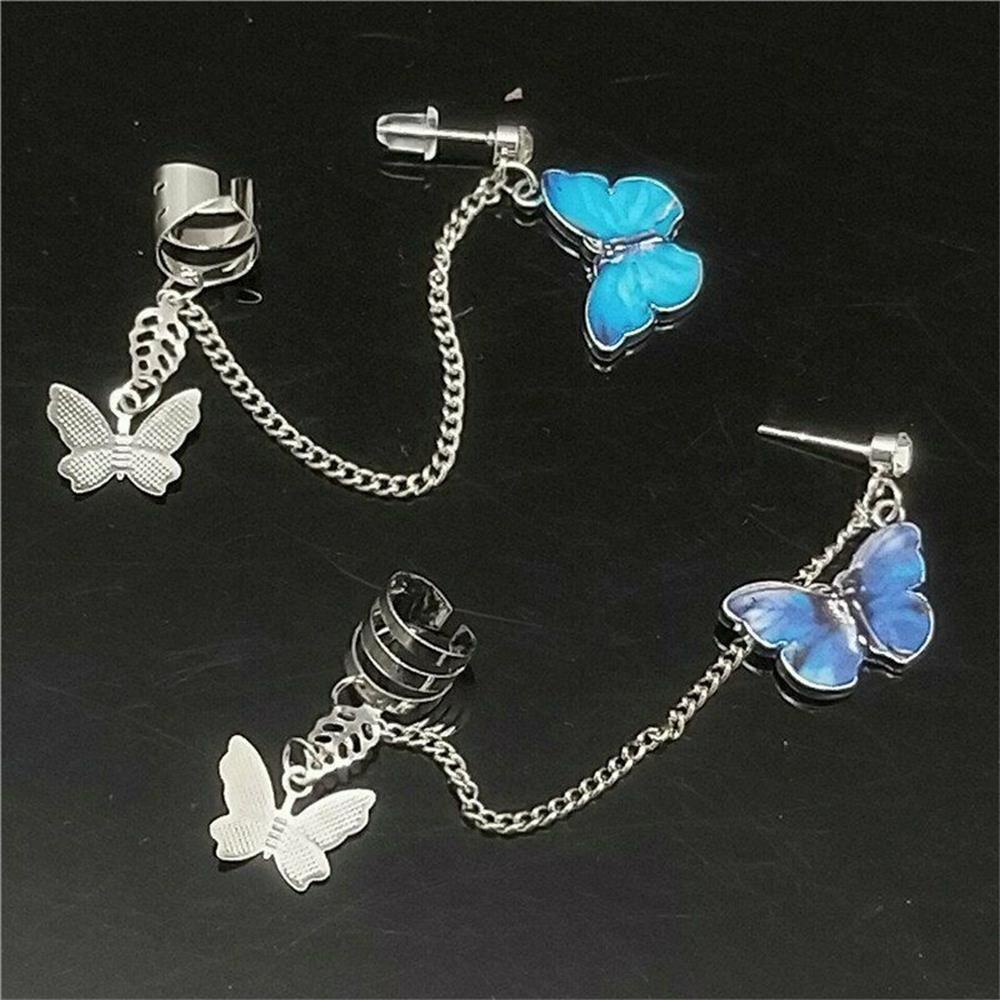 Anting Kupu-Kupu Nanas Aksesoris Pesta Fashion Perhiasan Tanpa Tindik Non Tindik Butterfly Ear Cuff