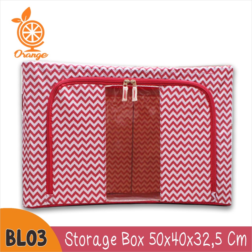 Kotak Penyimpanan Serbaguna Storage Box 66L Double Zipper Frame Baja Large Besar Multifungsi RANDOM WHFURNITURE