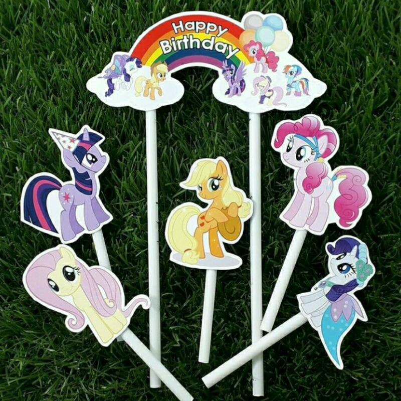 topper hiasan kue cake nasi tumpeng ulang tahun happy birthday karakter kuda poni my little pony