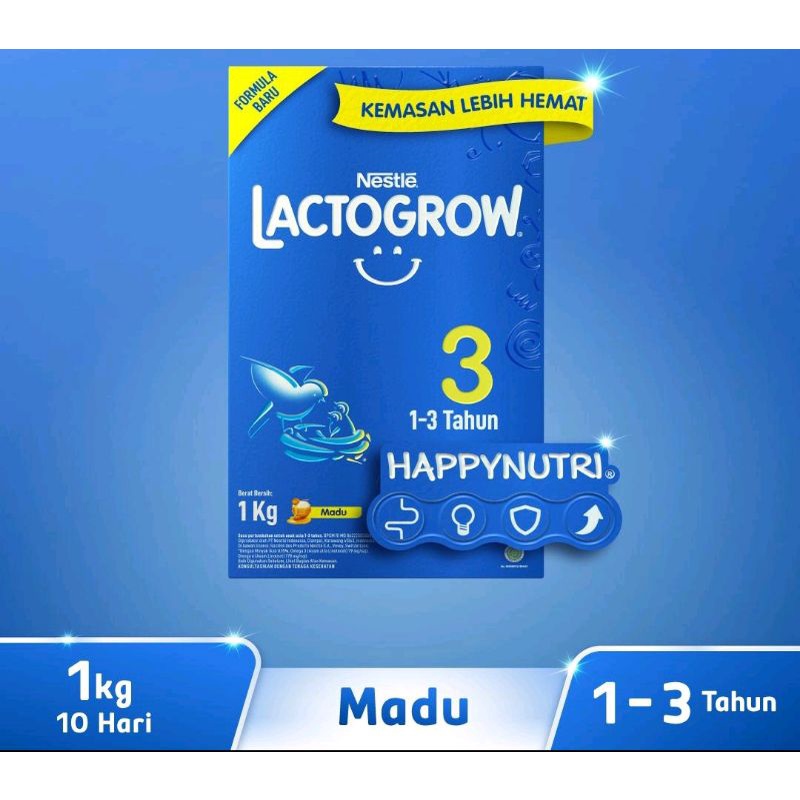 Lactogrow 3 rasa madu/vanila 1kg - Susu Lactogrow 1-3 th - Lactogrow 3 - Lactogrow 3 1kg - Lactogrow